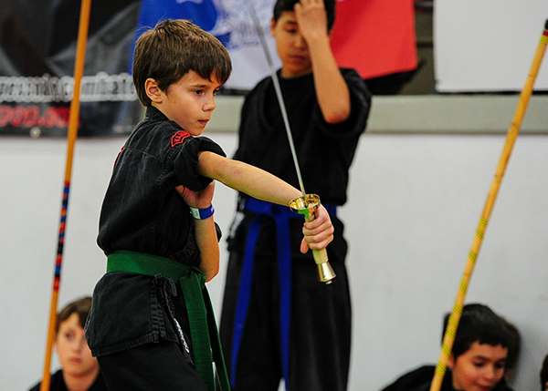 kid trains in kung fu